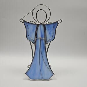 Vintage Stained Glass Angel Tealight Figurine Votive